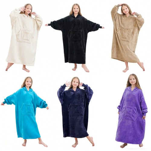Kids oversized fleece hooded - fleece,